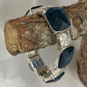 Blue & Silver-Tone Stretch Bracelet